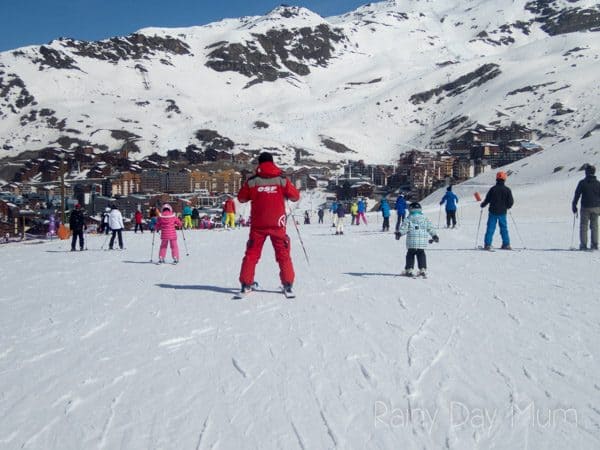 ESF ski instructor with the travelled so far kids in Val Thorens