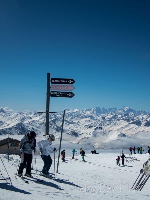 top of Val Thorens with the runs down from the top of the mountain