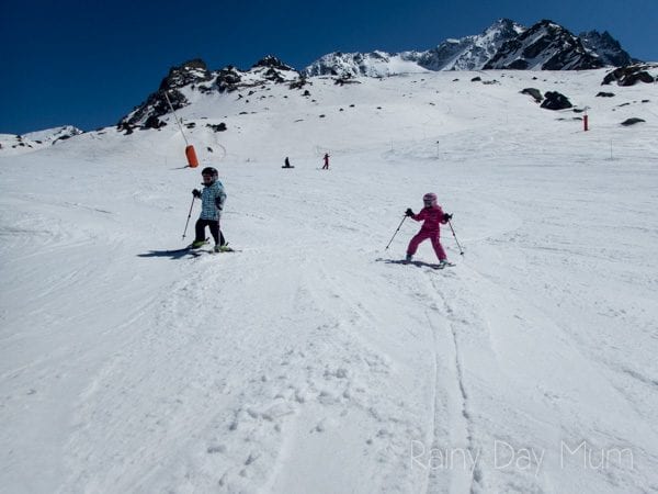 skiing in the spring in Val Thorens france as a family